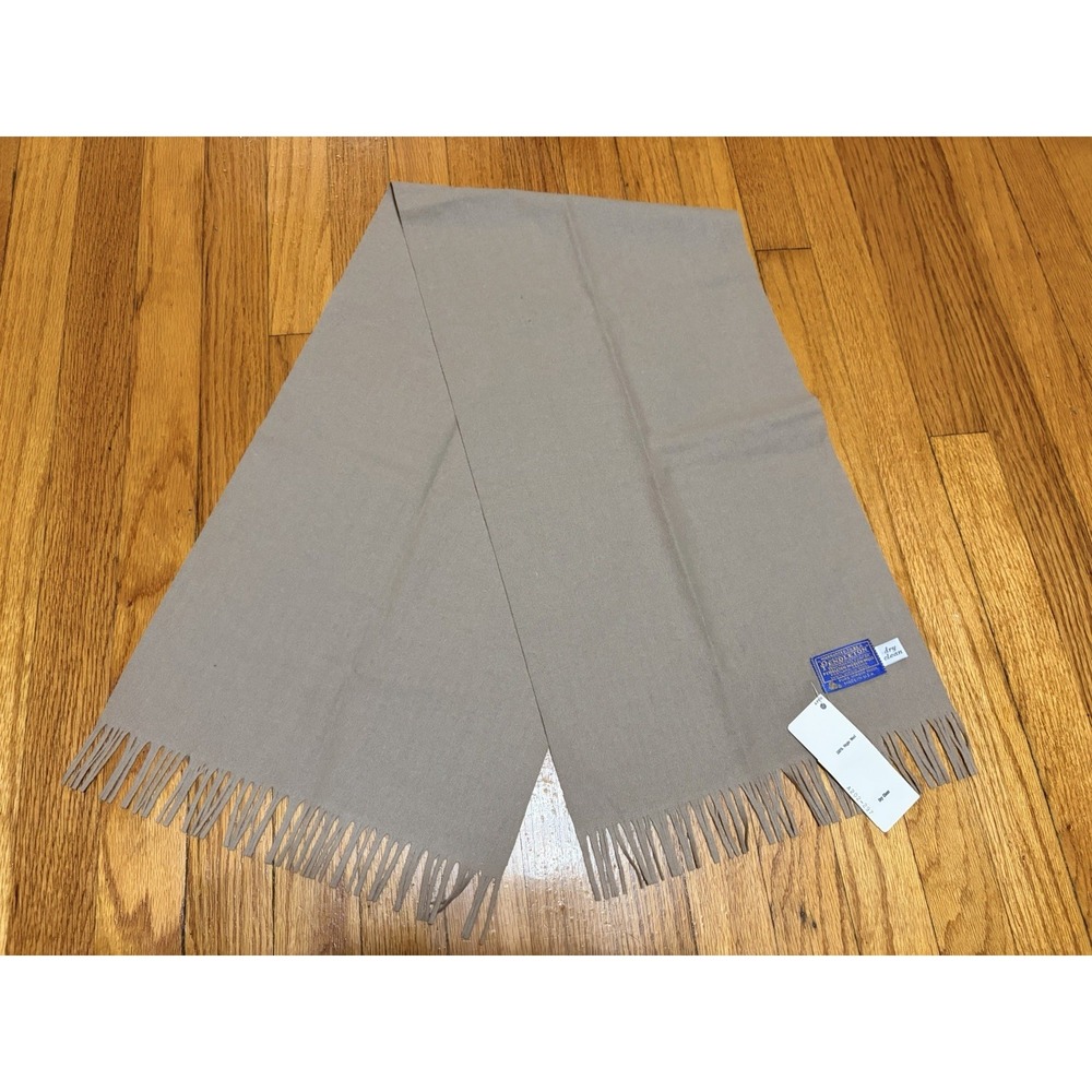 Vintage Pendleton Wool Scarf Fringed Long Beige Made In USA Classic